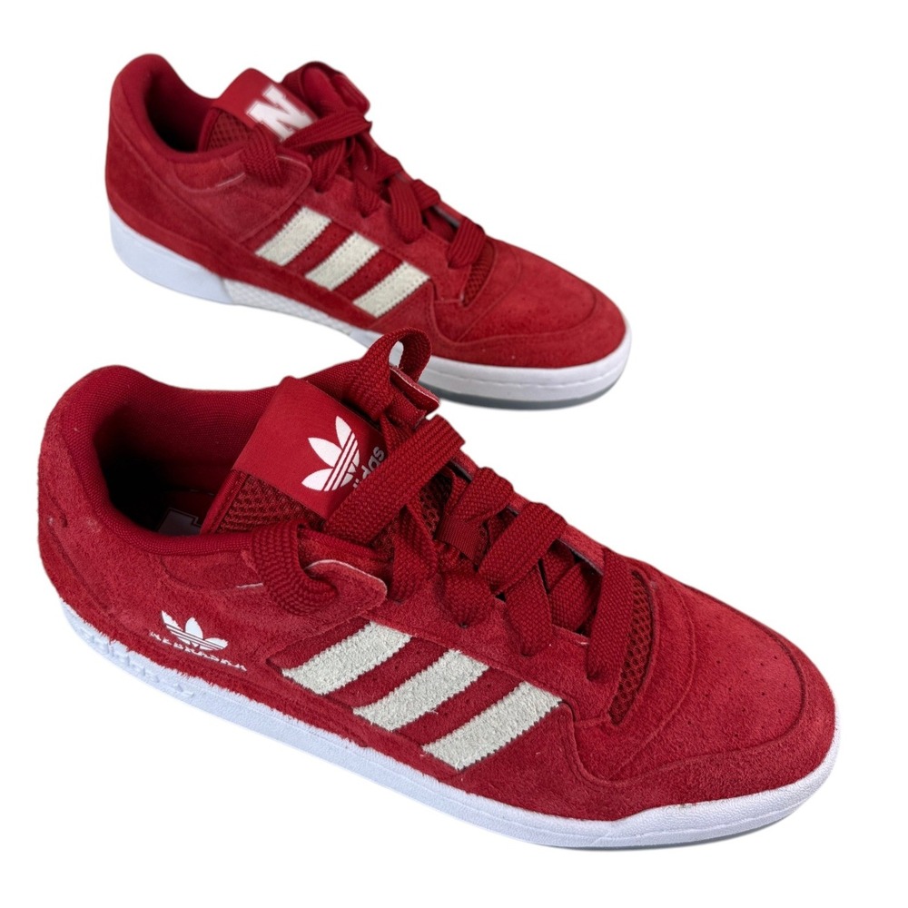 adidas Forum Low CL NCAA Nebraska Cornhuskers Red Suede Men 13 Shoes HQ7487 NWOT